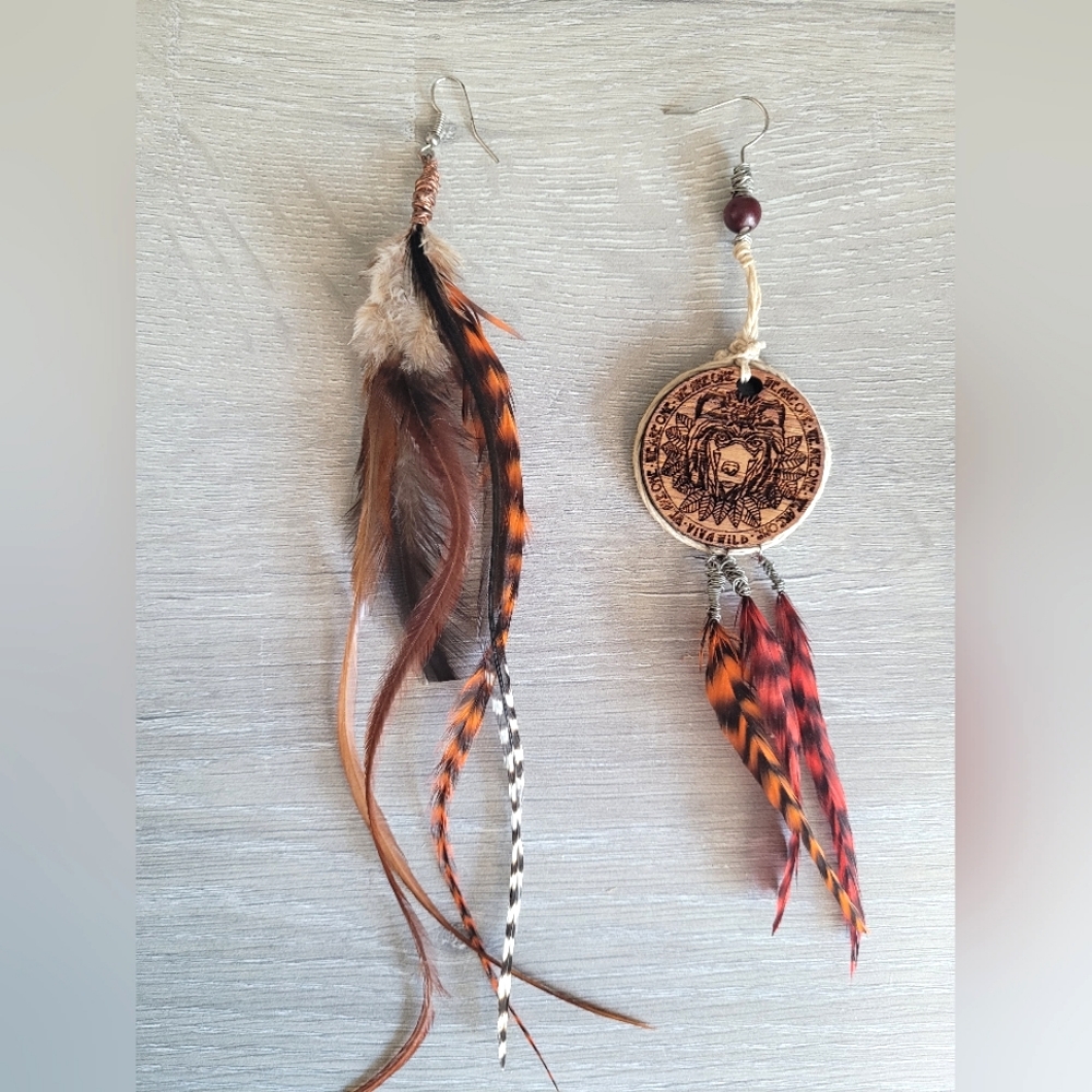 One of a Kind Handmade Feather Earring Set